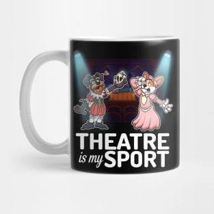 Theatre Is My Sport Schnauzer And Corgi Actors Mug